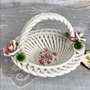 Vintage Capodimonte Porcelain Basket